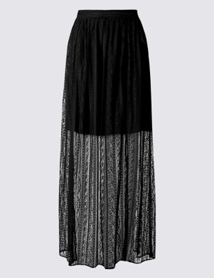 Tailored Fit Lace Maxi Skirt